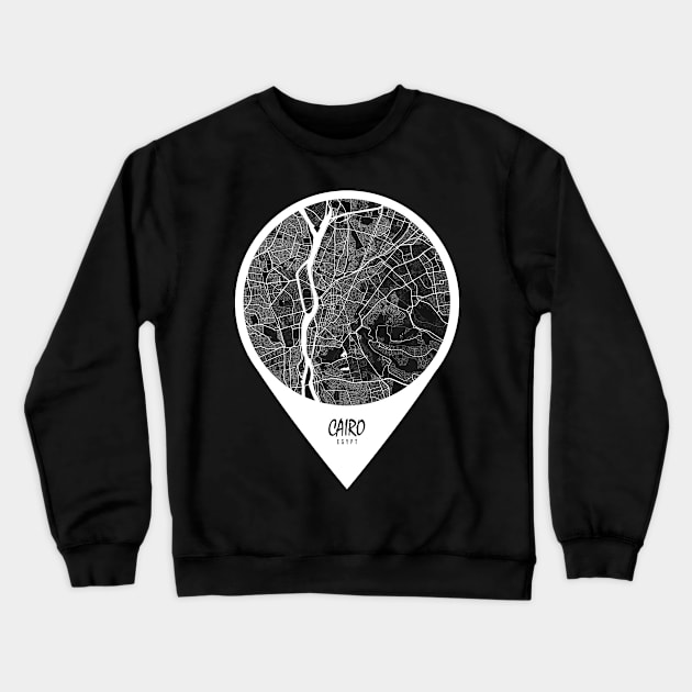 Cairo, Egypt City Map - Travel Pin Crewneck Sweatshirt by deMAP Studio